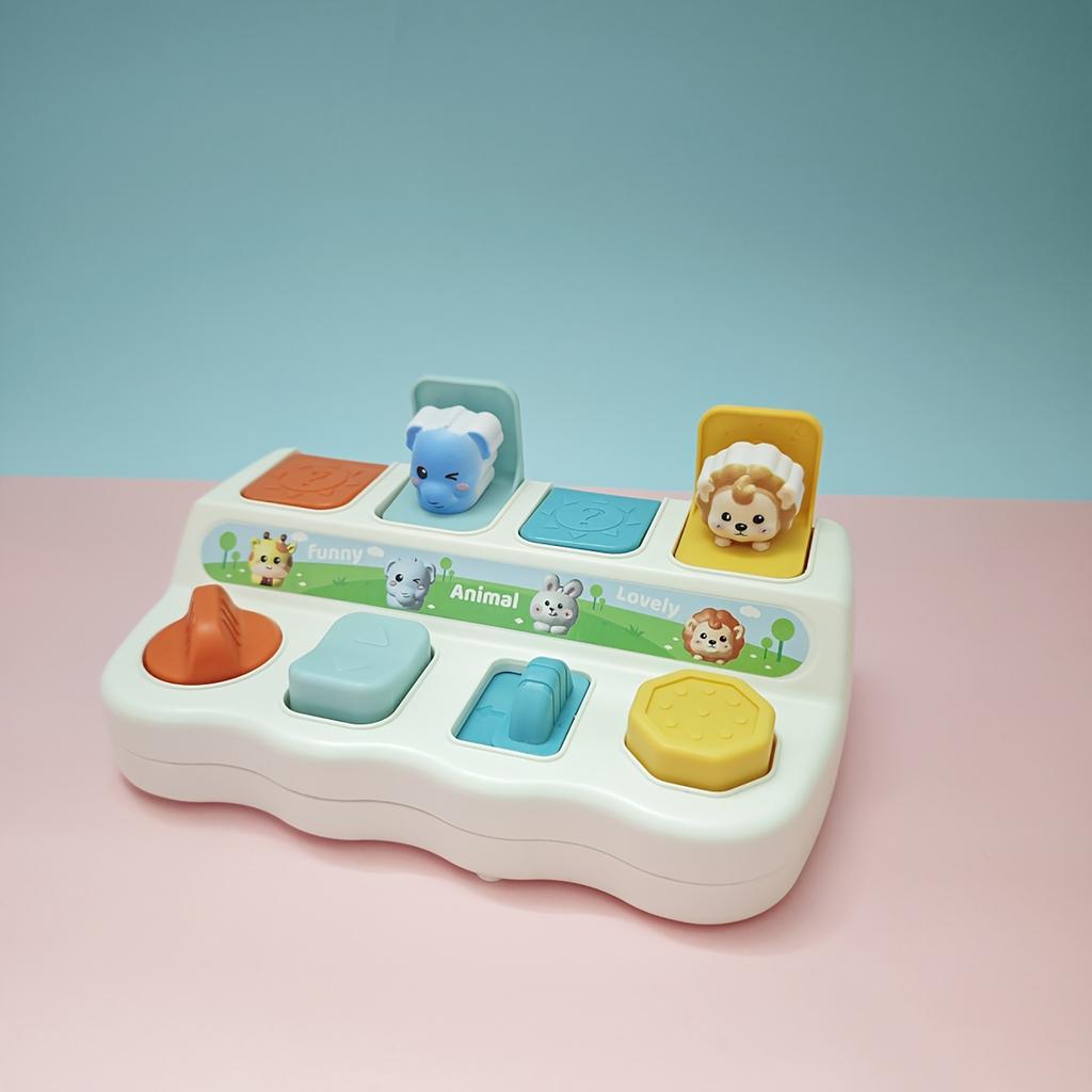 Hide Seek Button BoxToy With Animal Object Sensory Switches  Toddler Learning Toy For Fine Motor Skills  Hand Eye Coordination