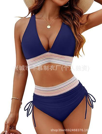 New swimsuit women's split sexy bikini high waist belly cover neck tight explosion