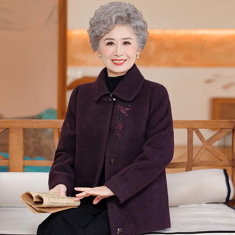 

2025 New Style Plus Size Woolen Coat for Middle-Aged and Elderly Women: Warm Winter Wear for Mom and Grandma XL (100-110 jin) хаки