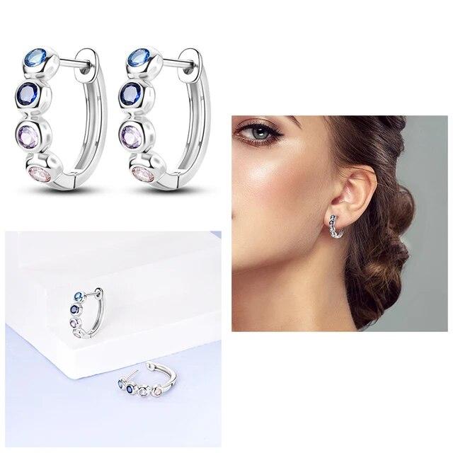 Kolczyki Koła Damskie Srebro 925 Tulipan Lśniąca Gwiazda Słońce Motyl Nierówne Drobne Kolczyki