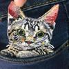 Thermoadhesive Pocket Cat Applique DIY Animal Applique Patches  for Jeans/Jacket
