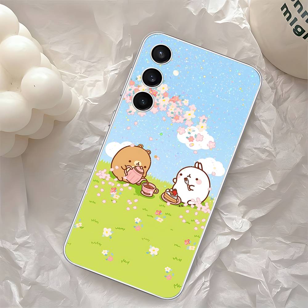 Cute H-Molang-S Phone Case For Samsung Galaxy A52 A12 A51 S21 Edge S22ULTRA S23 S24 S20LITE Plus Ultra Transparent Cover