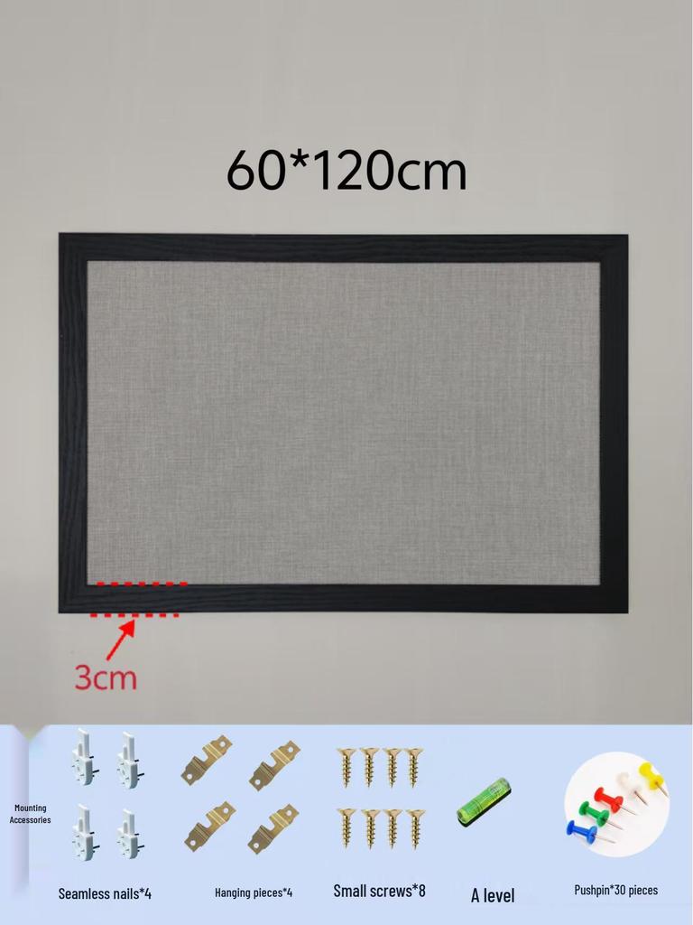 Black Frame Burlap Cork Board: Wall-Mounted Photo & Message Display for Kindergarten Theme