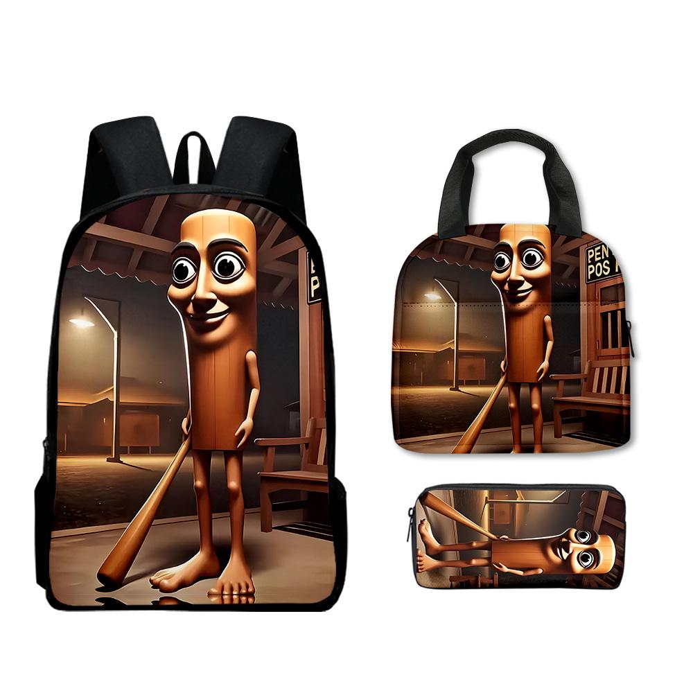 Hip Hop Populair Nieuwigheid Grappig tungtungtung 3D Geprint 3 stuks/Set leerling Schooltassen Laptop Dagrugzak Rugzak Lunchtas Etui