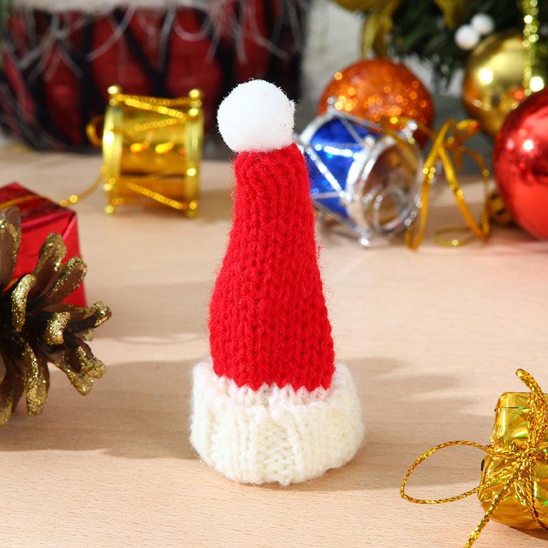 1pcs Mini Christmas Knit Hat Scarf DIY Wine Bottle Cover Decor Mini Woolen Hat Wine Bottle Decorative Hat DIY Handmade