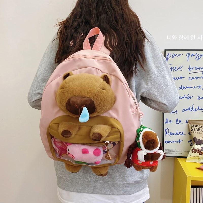 Ins Creative Cute Kapibara Doll Pain Bag Cartoon Capybara Backpack Bag Girl Student Bag