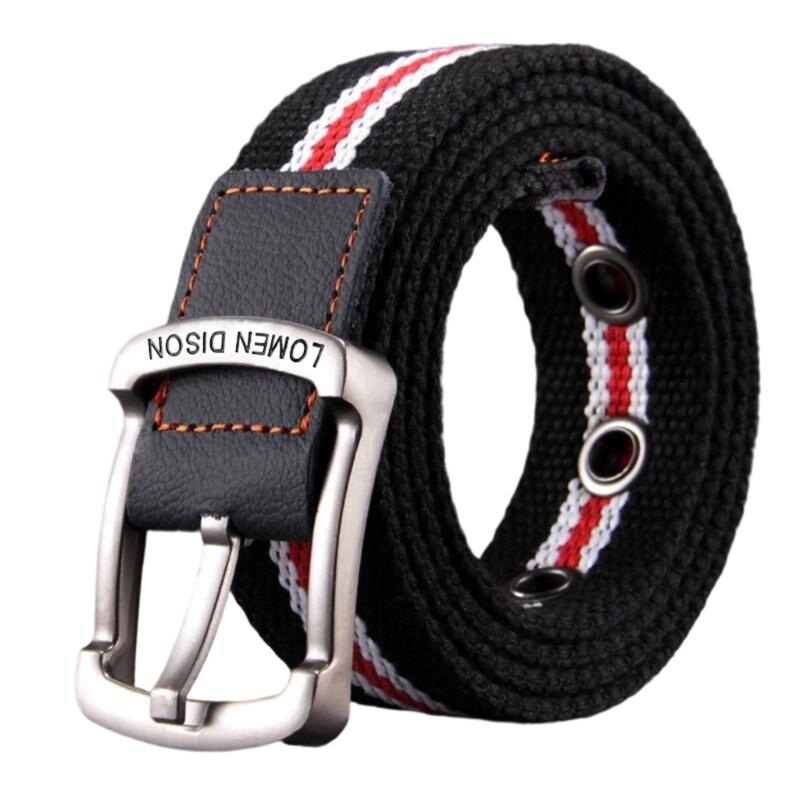 Fashion Canvas Waistband Adjustable Pin Buckles Design Waist Belt For Men Women Unisex Casual Jeans And Trousers
