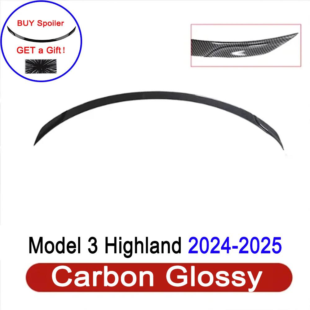 

Model3 Highland 2025 Rear Trunk Spoiler For Tesla Model 3 Y 2017-2024 Accessories Carbon Fiber ABS Wing Lip Auto Exterior Parts