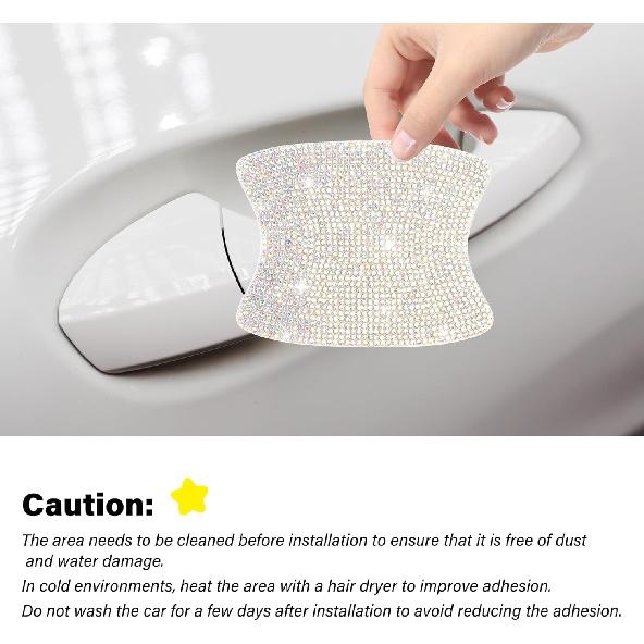 8PCS Bling Car Door Handle Protector Kit,Rhinestone Car Door Handle Scratch Protector for Car Decor,Car Handle Cover Car Stickers Bling Car