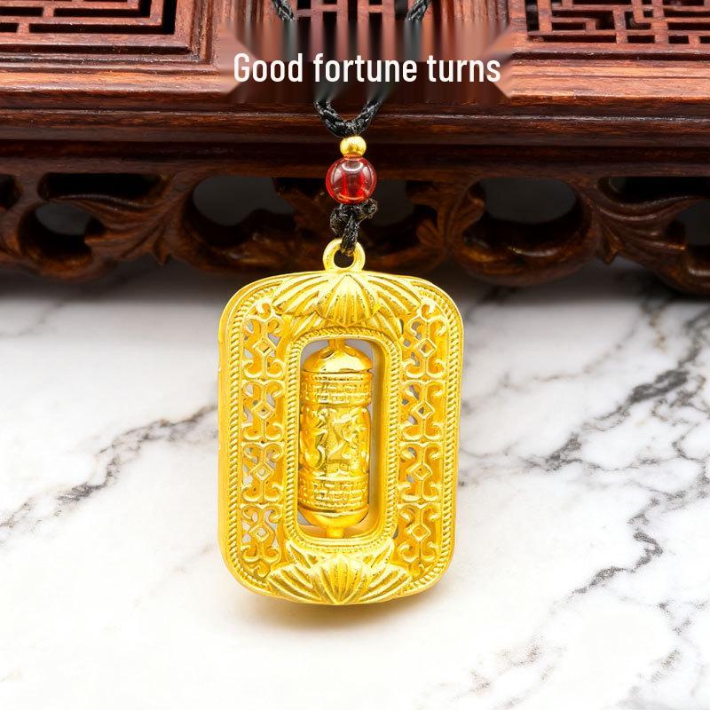 Retro čínský šestislabičný mantra modlitební mlýnek přívěsek - Stylový rotující dutý design pro muže a ženy