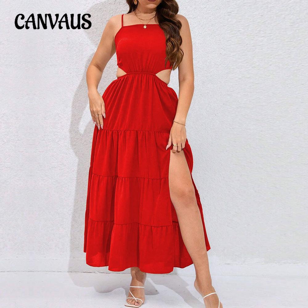 

Plus Size Women s Summer Sexy Halter Waist Beach Cake Long Dress 1XL красный