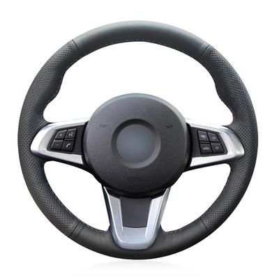 Black Faux Leather Hand-stitched Soft Car Steering Wheel Cover for BMW Z4 E89 2009 2010 2011 2012 2013 2014 2015 2016 2017 2018