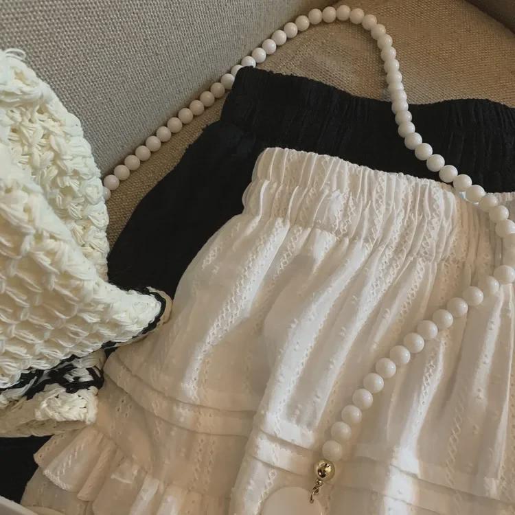Women's French-Style High Waist Puffy White A-Line Skirt - New Summer Small Size Ballet Skirt