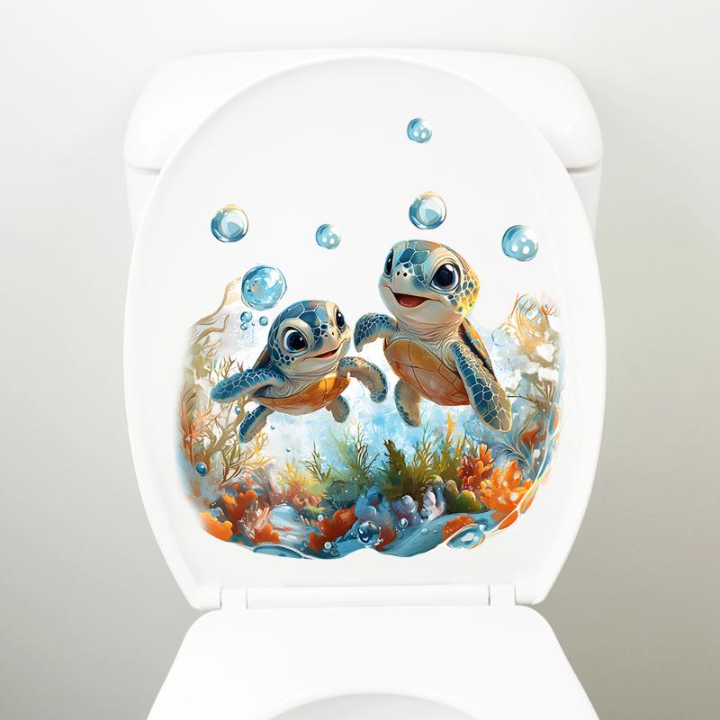 1/3 Stück niedlicher Elefanten-, Enten- und Schildkröten-Toilettenaufkleber, der im Dunkeln leuchtet, Badezimmer-Toilettendeckeldekoration, Wanddekoration, Aufkleber