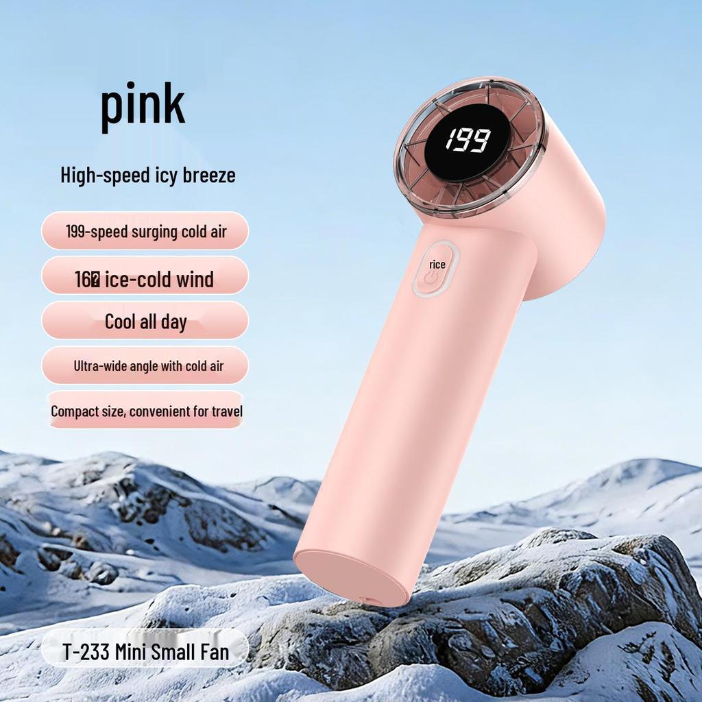T233 High-Speed USB Rechargeable Handheld Fan with Digital Display 
