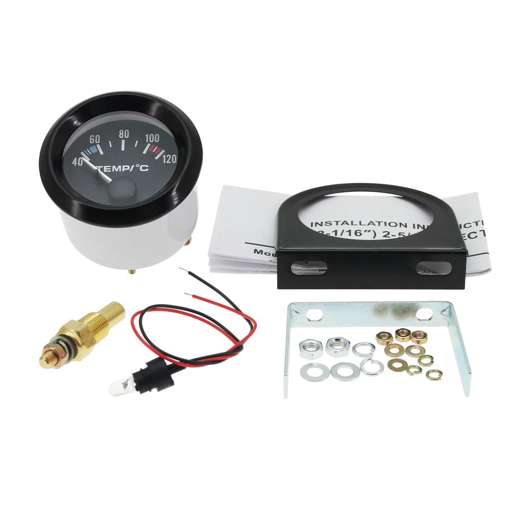 2" 52mm Digital Fuel Level Gauge Voltmeter Oil Temp Water Temp Oil Pressure Gauge With White LED Light For 12V Gasoline Car