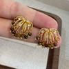 French Fireworks Waterfall Ebony Earrings Elegant Premium Maillard Vintage Earrings Temperament Earrings
