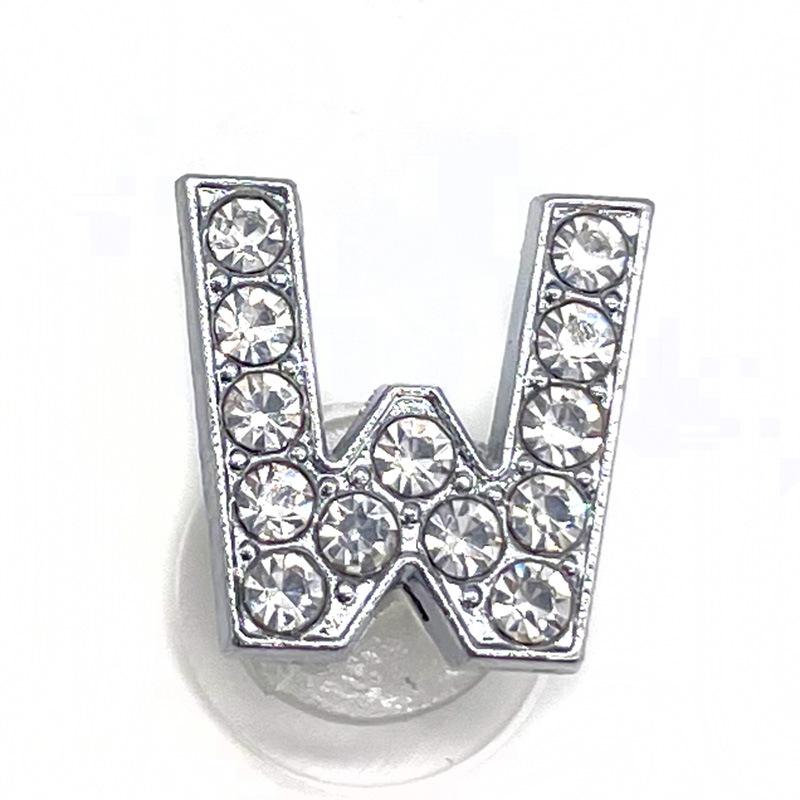 Charms Scarpe Diamante Strass Scintillante Lettera Argento Cristallo Alfabeto Decorazioni Scarpe Gioielli Slider Braccialetto Braccialetti