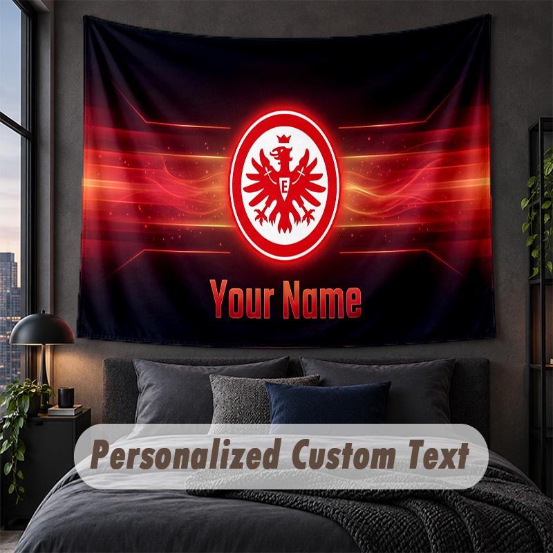 Custom Name Text Tapestry,Eintracht Frankfurt Decorative Wall Hanging, Background Tapestry For Home Bedroom