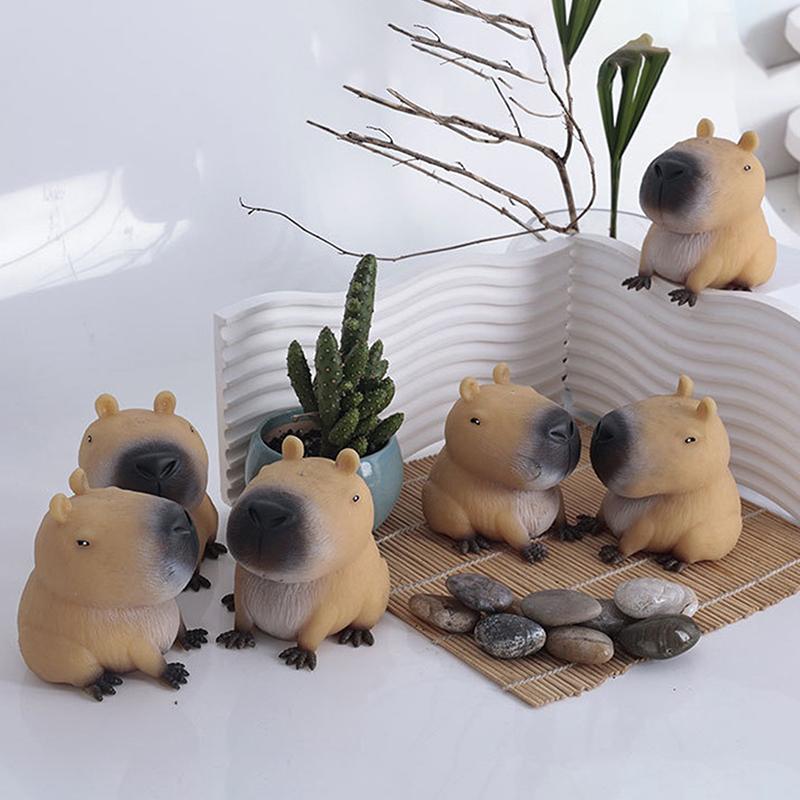 Super Soft Cute Q-Bullet Capibala Toy Mini Toys Kawaii Stress Relief Squeeze Fast Rebound Animals Toy TPR Decompression Toy