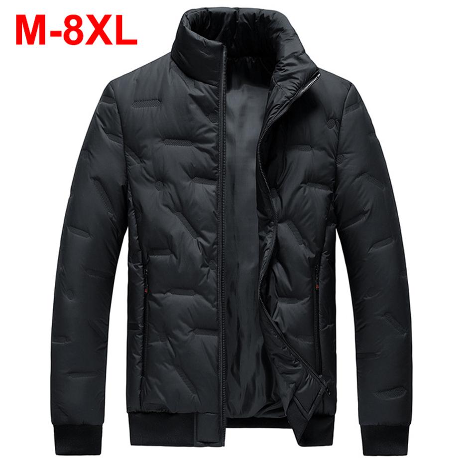 Winter Jackets Men Padded Coat Thicken Warm Parkas Loose Casual Stand Collar Parkas Big Size Black Jackets 7XL