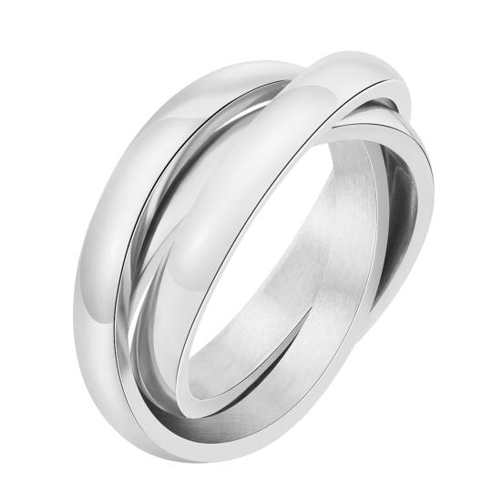 

Ретро 3-слойное запутанное кольцо контрастного цвета с полированным блеском, антикоррозийное, антиокислительное, титановое стальное кольцо-палец, унисекс, ювелирные изделия для повседневной вечеринки US 7 серебряный