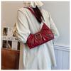 Textured Faux Leather Shoulder Bag for Women, Classic Pleated Underarm Handbag, Vintage Style Commute Crossbody Bag CLE