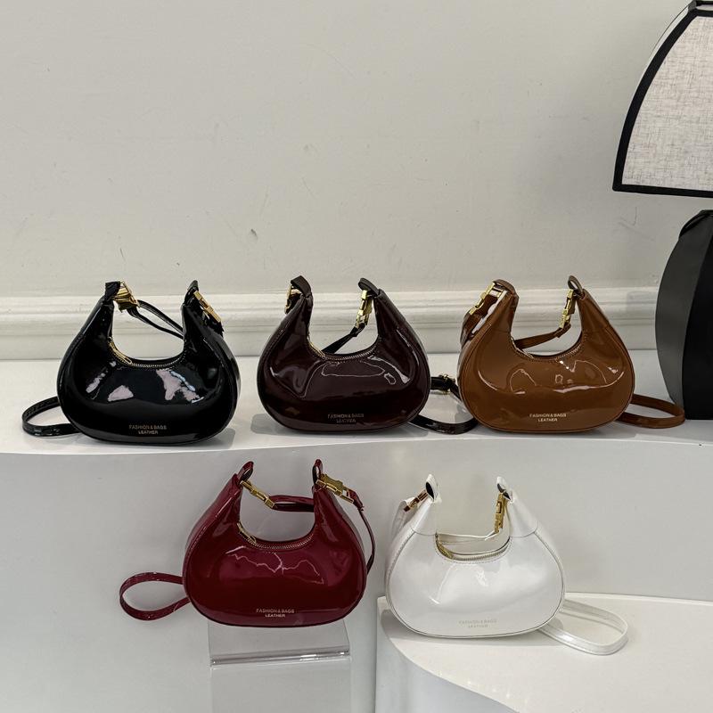 Taška s měsícem Vintage Minimalistická Lesklá Jednoramenná Taška Ins Styl Chic Univerzální Dámská Crossbody Kabelka KTB
