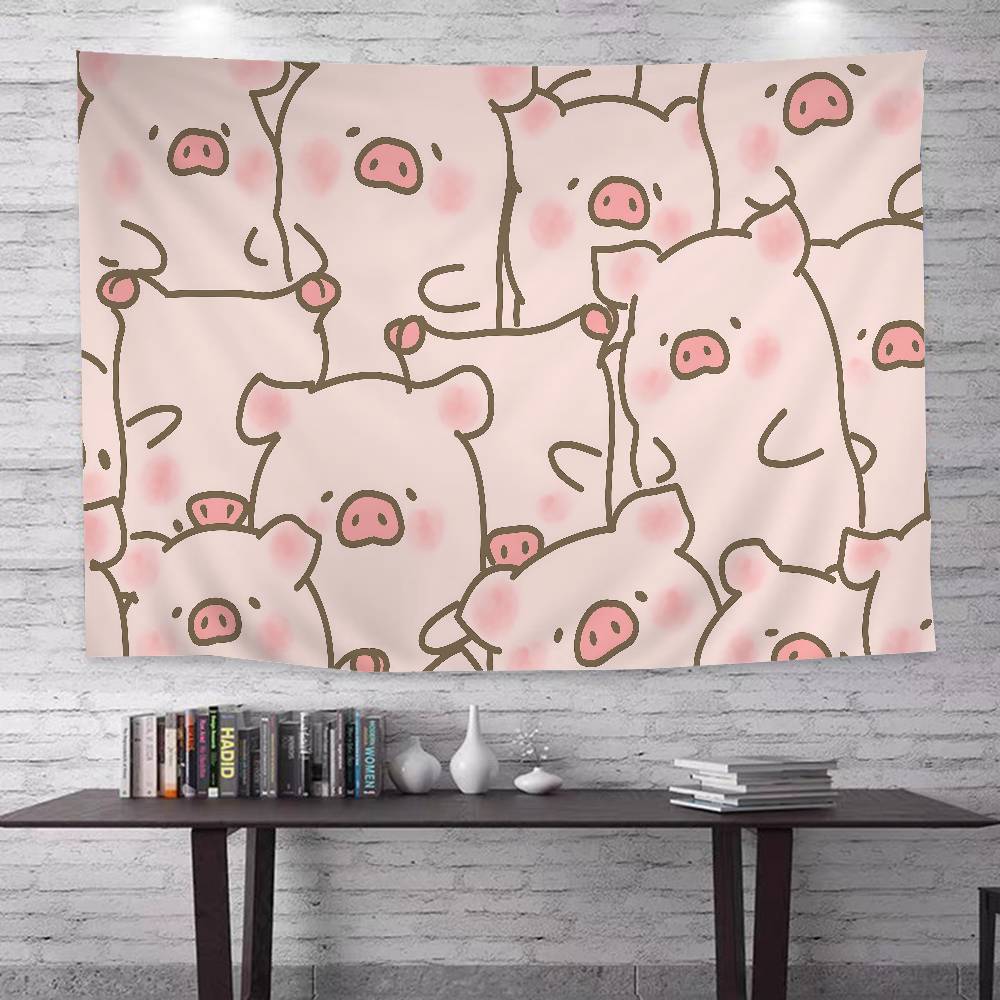 Cute Cartoon LLulu The Piggy Colorful Tapestry Wall Hanging Bohemian Wall Tapestries Mandala Wall Hanging Sheets