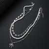 3Pcs/Set New Fashion Metal Bow Pendant Necklace for Women Simple Five Pointed Star Imitation Pearl Beaded Chain Necklace Jewelry