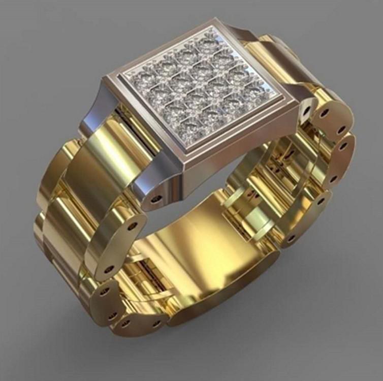 Chenrui Inlaid Rhinestone Cross Gold Ring - European & American Style Jewelry