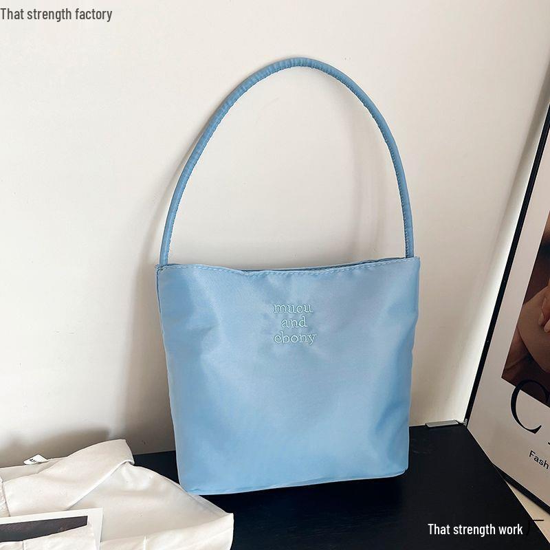 Korean Embroidered Tote Bag - Versatile Portable Bucket for Office Workers