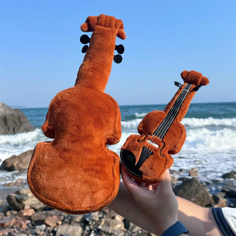 27Cm Violin Plush Toys Funny Decorative Ornaments Realistic Violin Doll Exquisite Throw Pillows Birthday Gifts For Child Friends