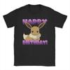 Pokemon Birthday Eevee Big Face Happy Birthday TShirt Summer  100 Cotton TShirts For Mens Popular DIY Tshirt Short Sleeves