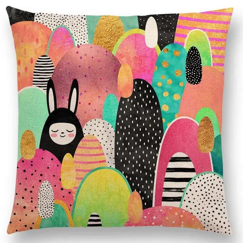 New Colorful Rocks Candy Gems Stained Glass Abstract Blocks Geometric Art Prints Cushion Cover Car Sofa Throw Pillow Case