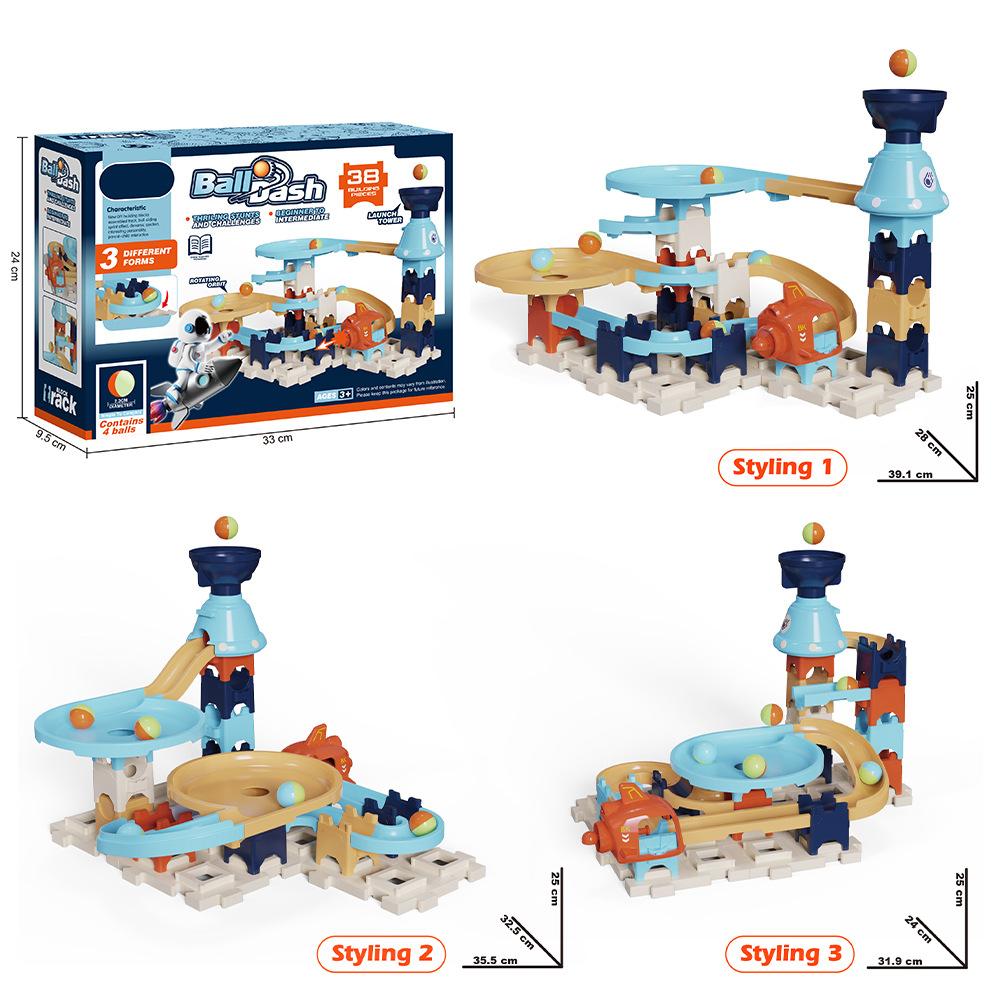Large Building Blocks Dinosaur Marble Run Toy with Catapult Ball Track Educational STEM Set for Kids