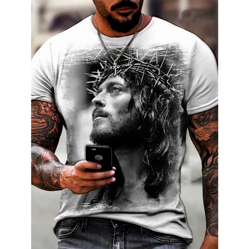 Věrné křesťanské 3D tištěné tričko s grafickým topem s náboženskou tématikou, módní pouliční ležérní kulatý výstřih, rychleschnoucí krátký rukáv, hip hop pánské tričko