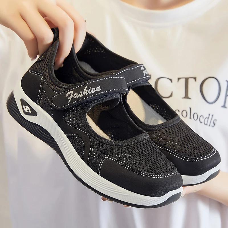 2025 Women's sneaker Slide-in Velcro Lightweight Breathable Non-slip Soft Bottom Walking Running Tennis Women's Casual sneaker