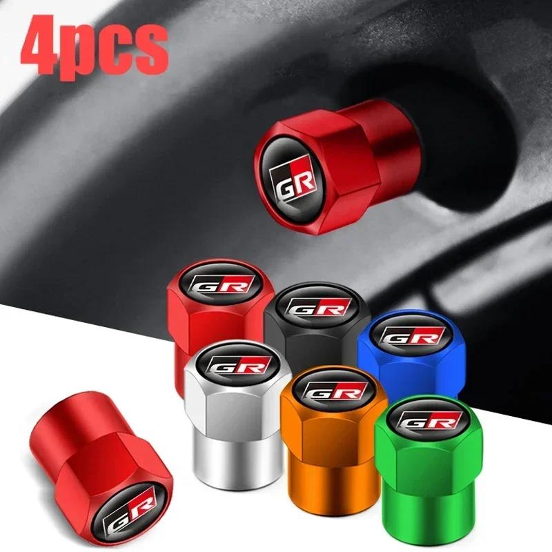 4Pcs Car Tire Valve Caps Metal Stem Air Cover Accessories For Toyota GR Sport Gazoo Rav4 Yaris Wheel 86 Corolla Hilux Racing CHR