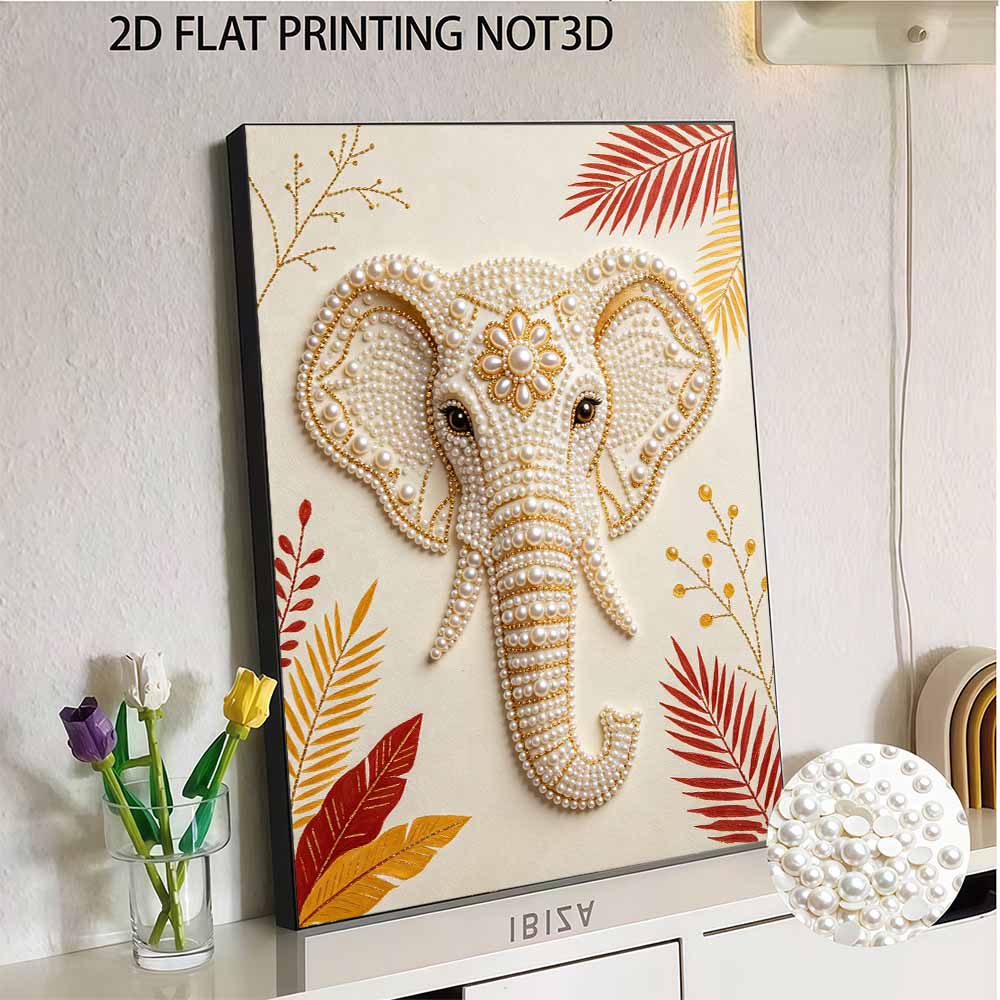 DIY Pearl Diamond Art Painting Kits for Adult and Beginners, Majestic Elephant Sparkling Painting Craft Home Wall Decor Handmade Gift