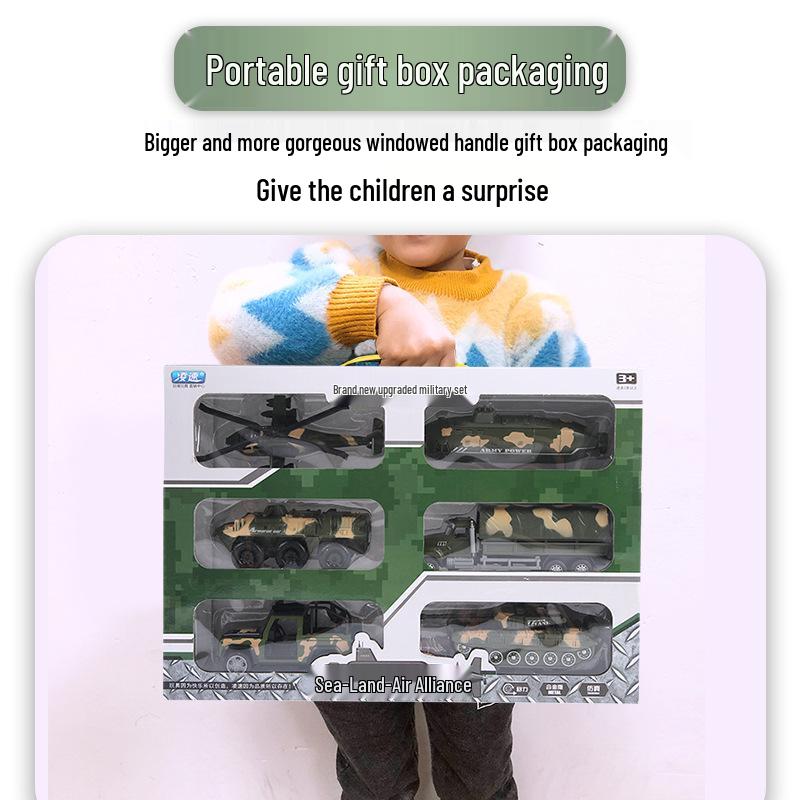 Popular 1:52 Alloy Toy Car Set: Pull-Back Armored Military Tank Model for Kids