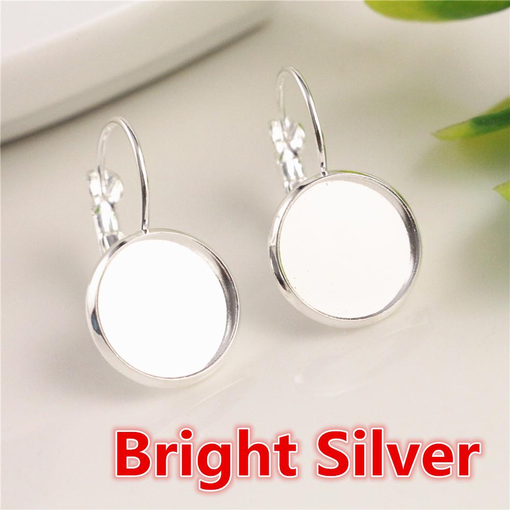 8-20mm 10pcs Classic Colors Plated French Lever Back Earrings Base,Fit 8-20mm Glass cabochons Earring Blank Supplies for Jewelry