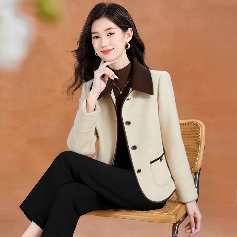 

Kebeier Women s Elegant Double-Faced Wool Short Coat 3XL