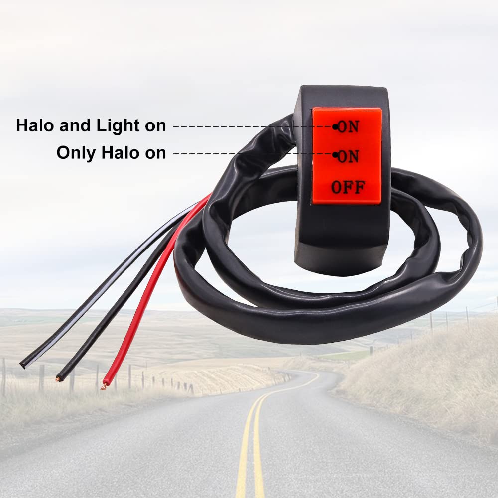 2Pcs Motorcycle Handlebar Switch 7/8" 12V ATV Handlebar for Motorbike Light Bike Light Spotlight 3 Position Control