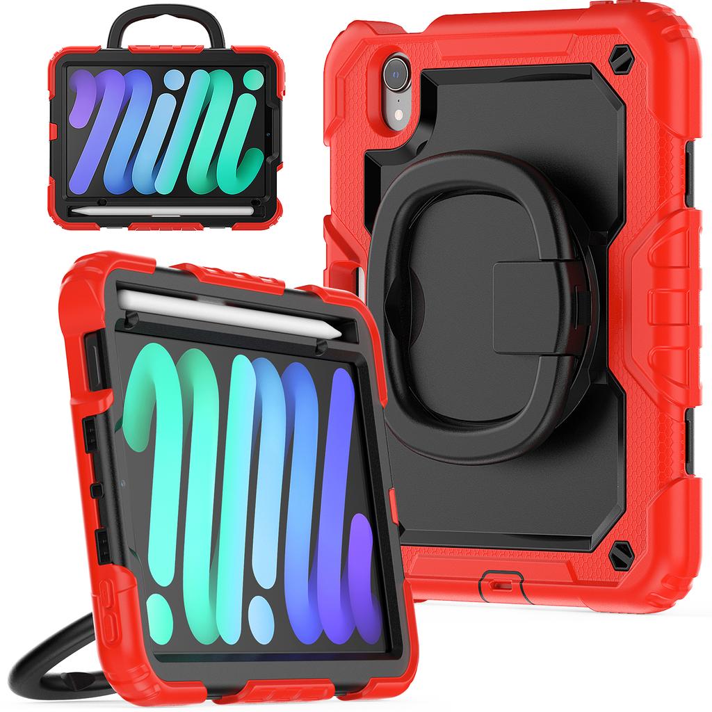 Rotating Stand Armor Case Universal For iPad Mini 7 2024 A17 Pro Mini 6 2021 8.3 A2993 A2995 A2568 With Handle Grip Hybrid Cover