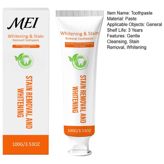 Enamel Protection Toothpaste 100G Stain Removal Teeth Whitening Toothpaste, Gentle Cleansing for Remover Men Women, Fresh Breath Oral Care Mints