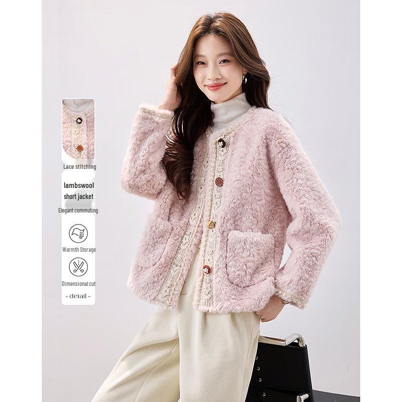 

Women s Lamb Wool Petite Casual Coat L
