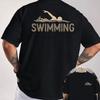 Swimming Graphic Men's Cotton T-Shirt Round Neck Short Sleeve Summer Athletic Tee