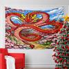 "Red Dragon Among Cherry Blossoms" Pattern Wall Hanging Tapestry Decorative Tapestry Home Decor for Bedroom and Living Room