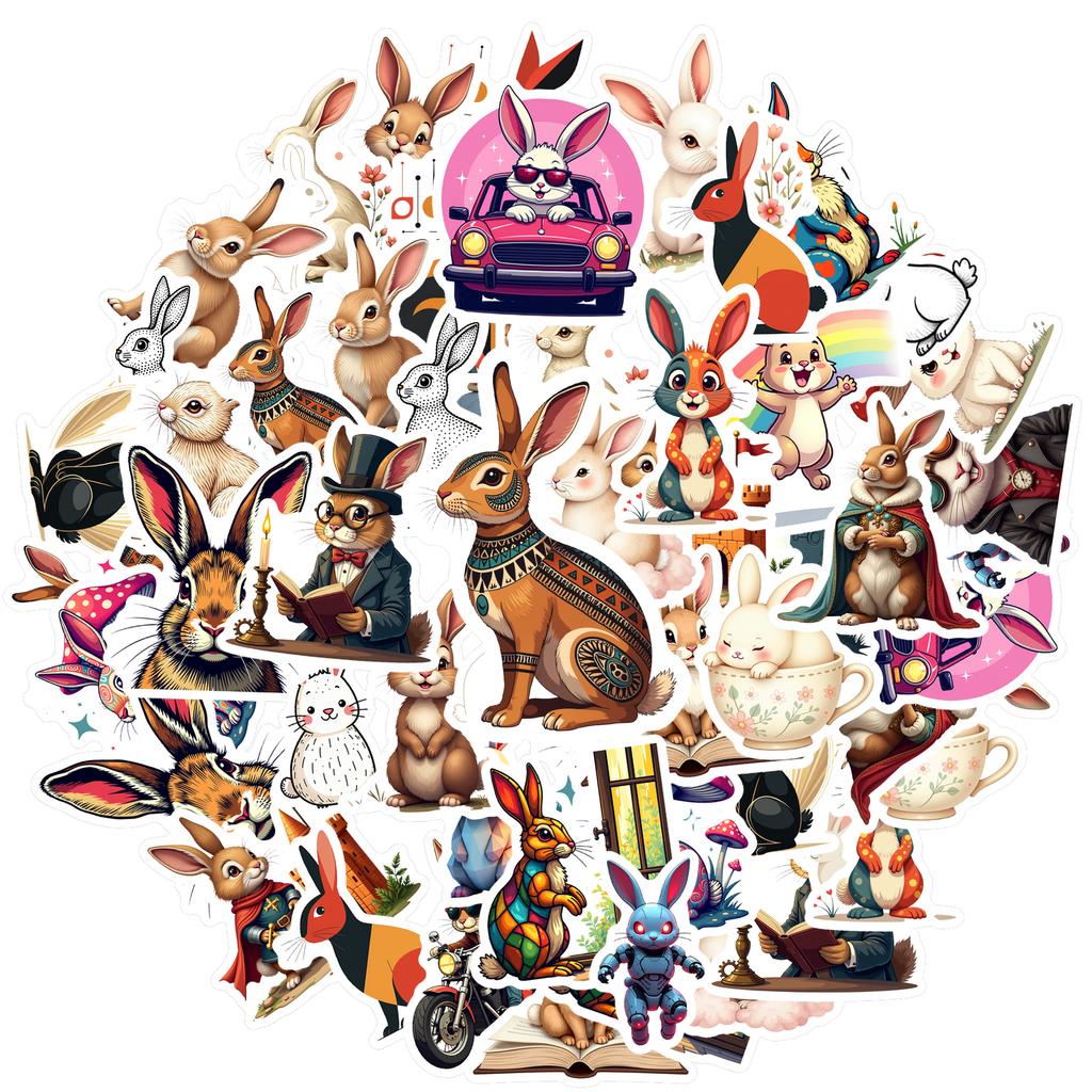 35-50pcs Cute Bunny Sticker Rainbows Mushrooms Waterproof Graffiti Easter Decorations Diy Luggage Laptop Cup Phone Diary Book